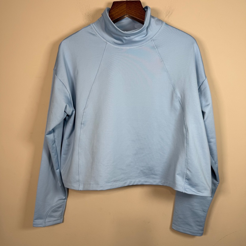 Athleta Whistler Blue Mock Neck Crop Top XL